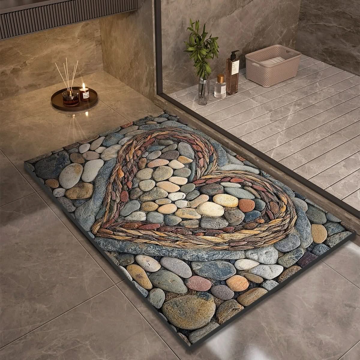 Bath Mat Diatomaceous Earth Non Slip Pebble Stone 6