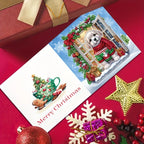 Personalized Christmas Cards 6-Pack with Snow Dog and Christmas Tree Designs – Diamond Painting Holiday Greetings 4