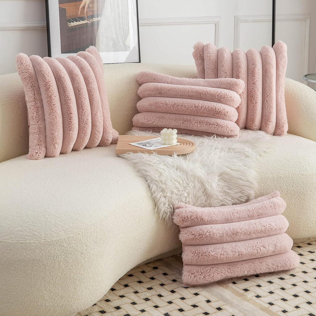 Pillow Covers Faux Fur Pink Sofa Pillow Covers Set of 2 