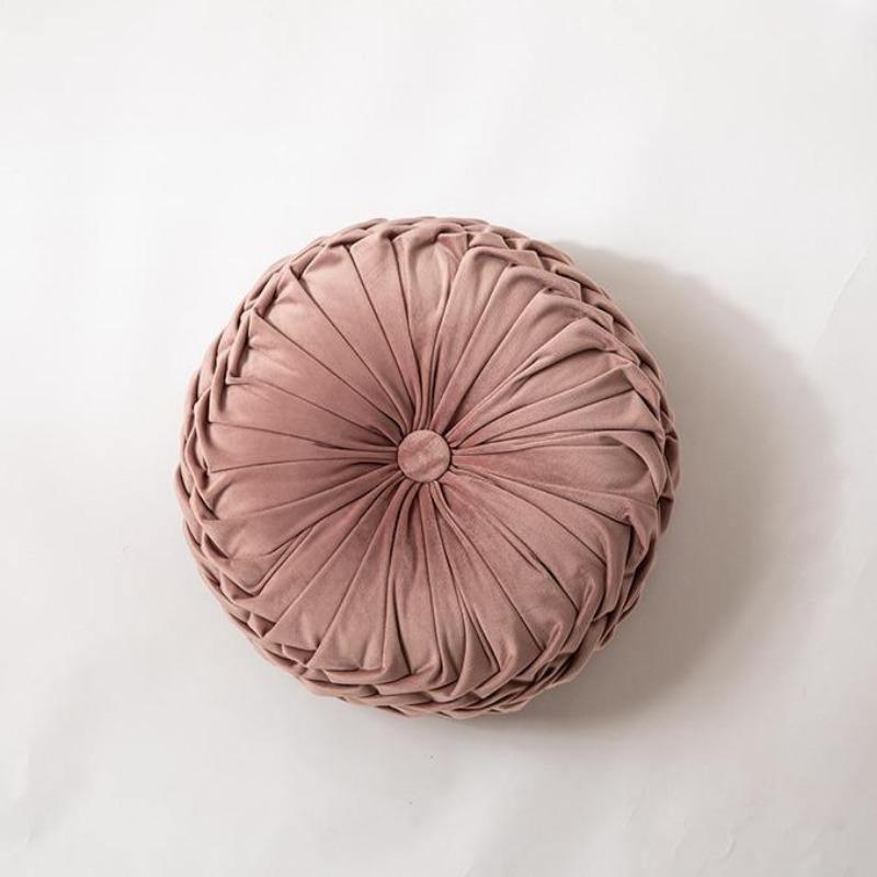 Plush Frill Circular Velvet Cushion - Soft Decorative Pillow 40cm 0