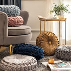 Plush Frill Circular Velvet Cushion - Soft Decorative Pillow 40cm 2