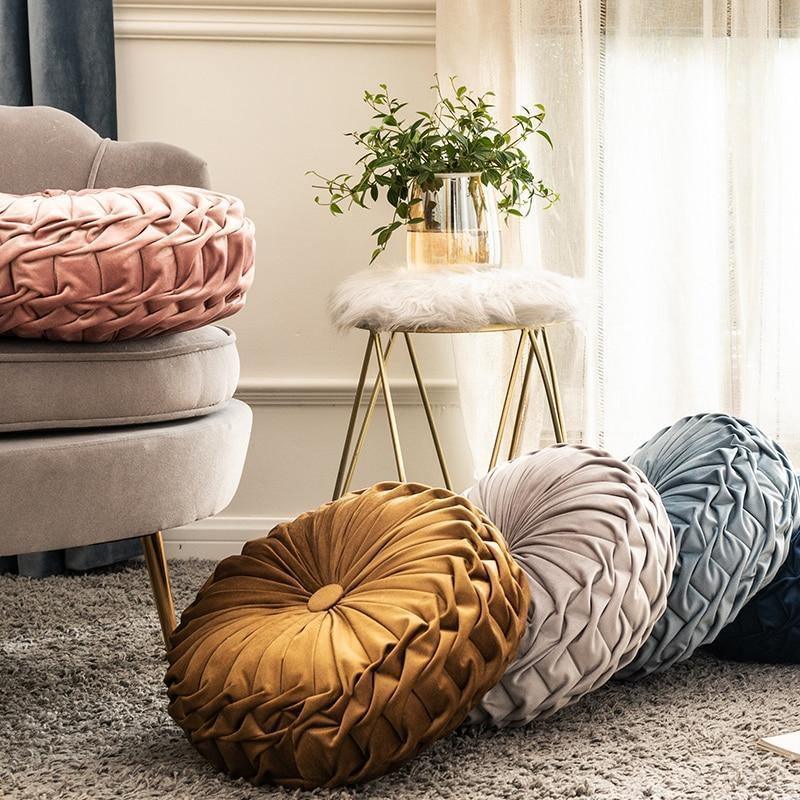 Plush Frill Circular Velvet Cushion - Soft Decorative Pillow 40cm 3
