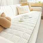Plush Sofa Cover with Pleated Edges – Soft Microfiber Slipcover for Dogs and Elegant Protection 2