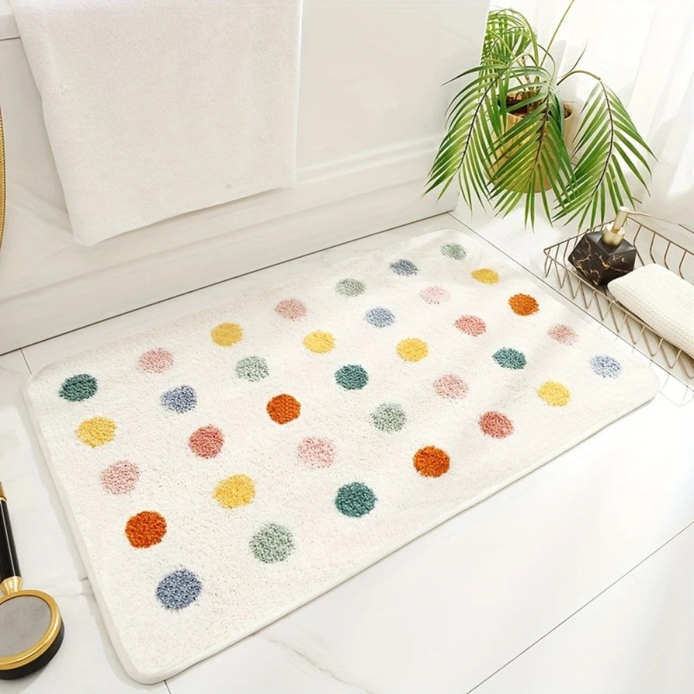 Polka Dot Bath Mat - Soft Microfiber, Quick-Dry & Non-Slip Design 3