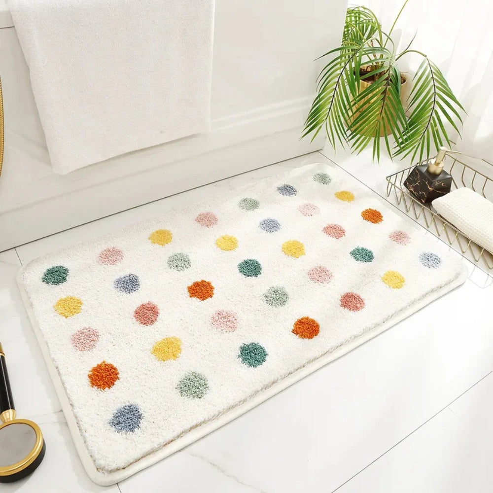 Polka Dot Bath Mat - Soft Microfiber, Quick-Dry & Non-Slip Design 4