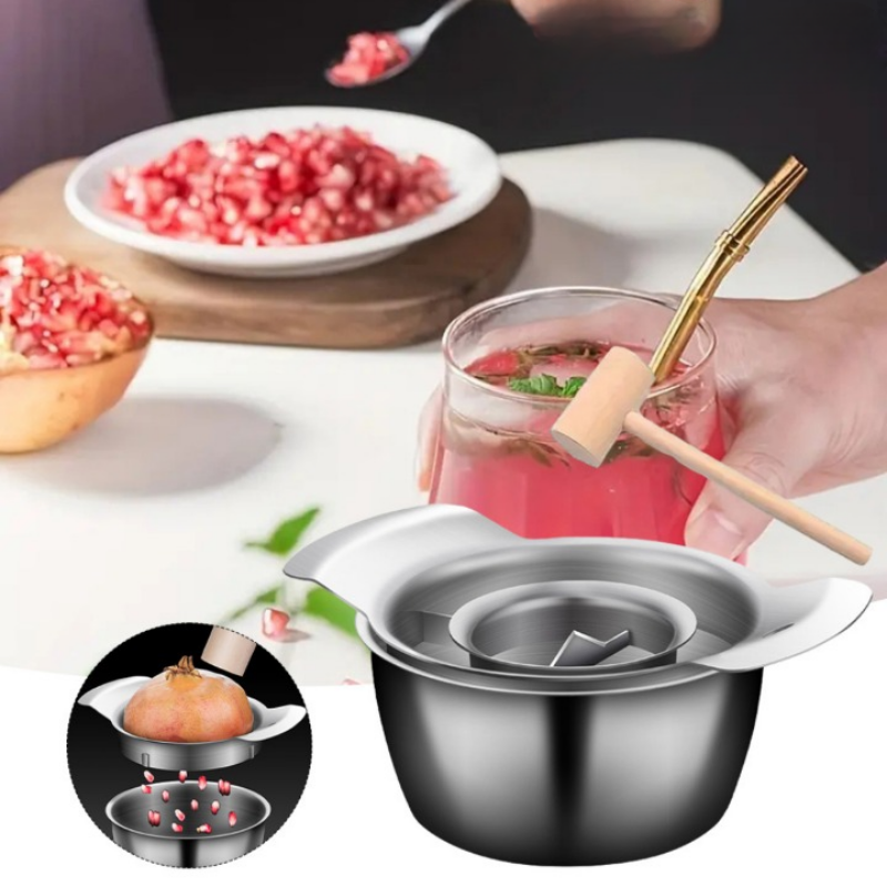 Pomegranate Corer - Stainless Steel Efficient Seed Remover with Tray 0