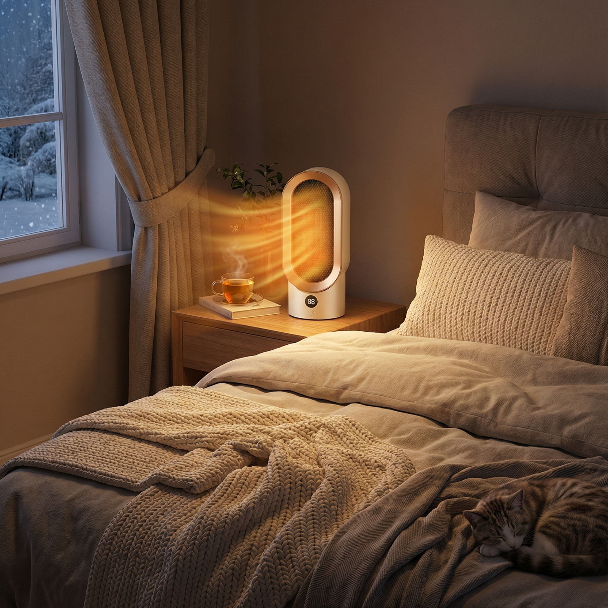 Portable Electric Space Heater - Fast Heating, Adjustable Thermostat 2