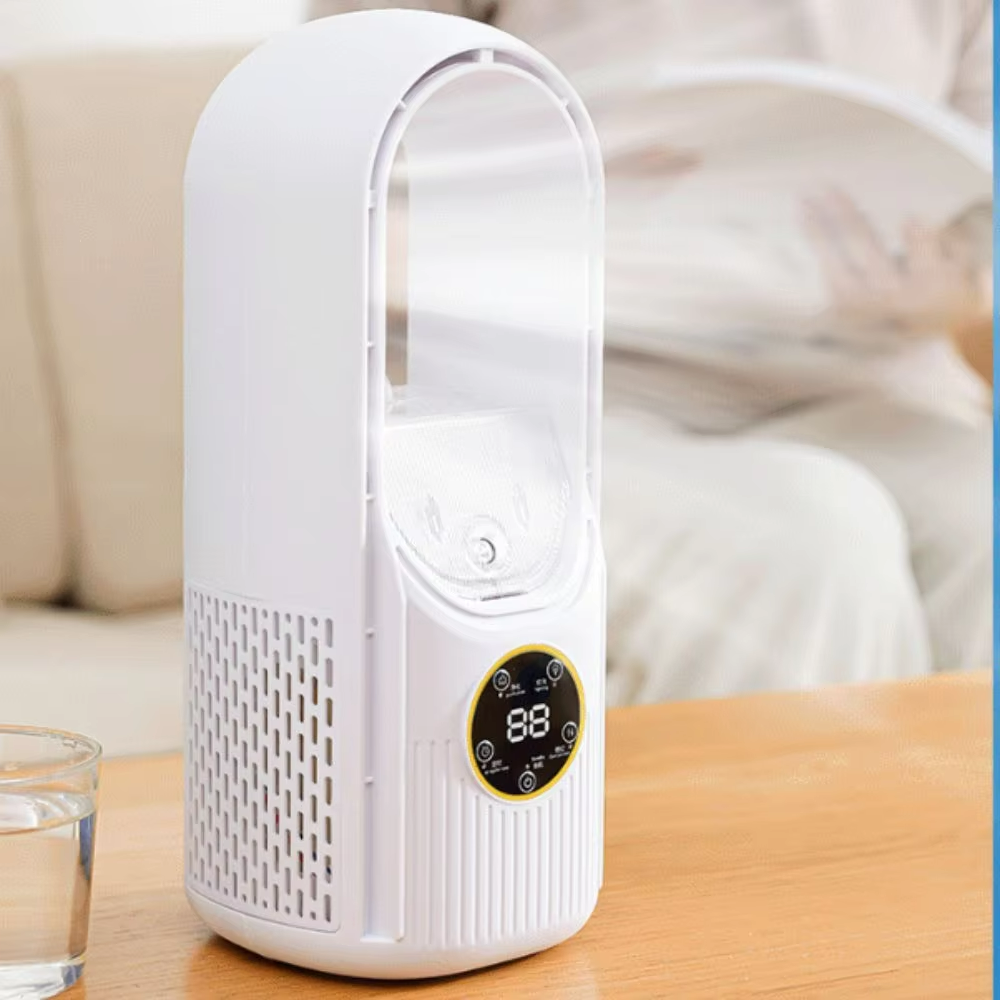 Bladeless Air Circulation Fan UV Purifier USB Powered 6 Speed Desktop Design