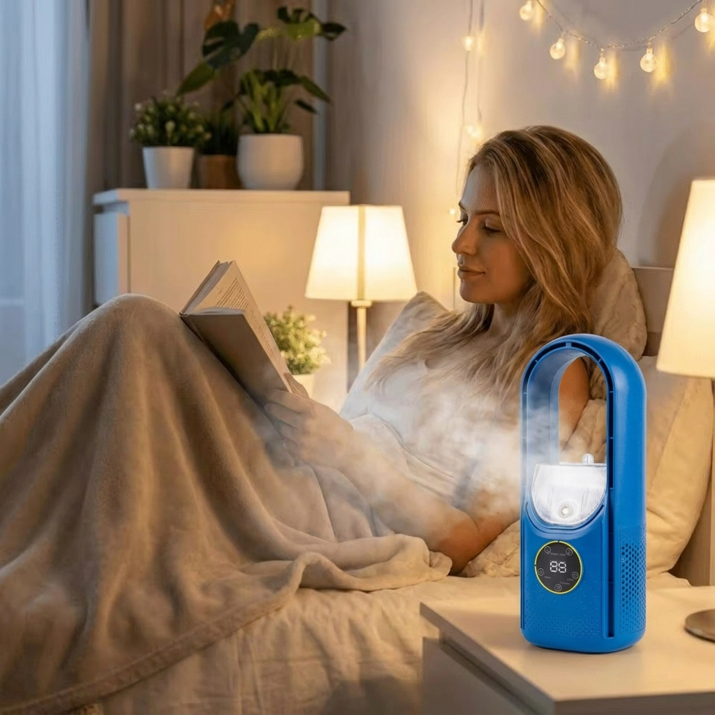 6-Speed Bladeless Air Cooler, USB Powered, 100ml Humidifying Tank 4