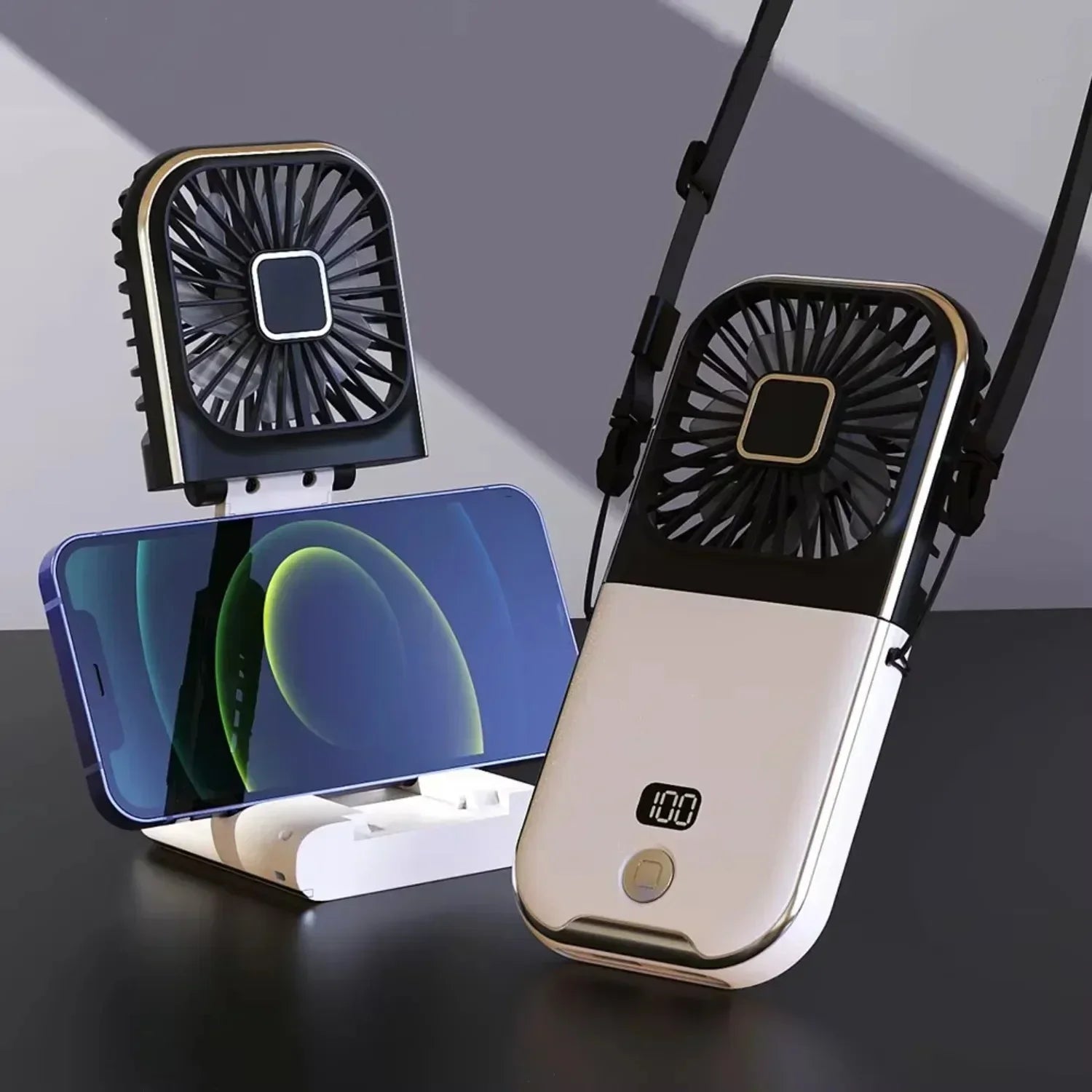 Portable Handheld Fan - USB Rechargeable, 3 Wind Modes, LED Display 0