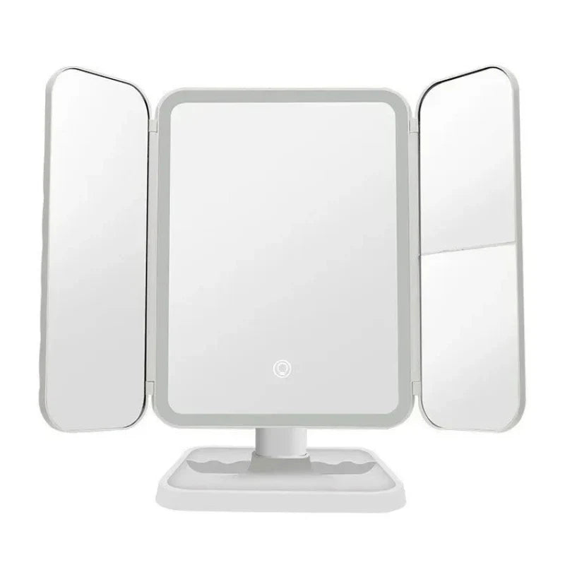 Foldable Makeup Mirror with Touch Light – Portable Vanity Mirror with Rotating Design and Storage Case 3