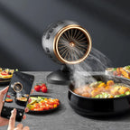 Steamboat with a fan and smartphone app on a dark background