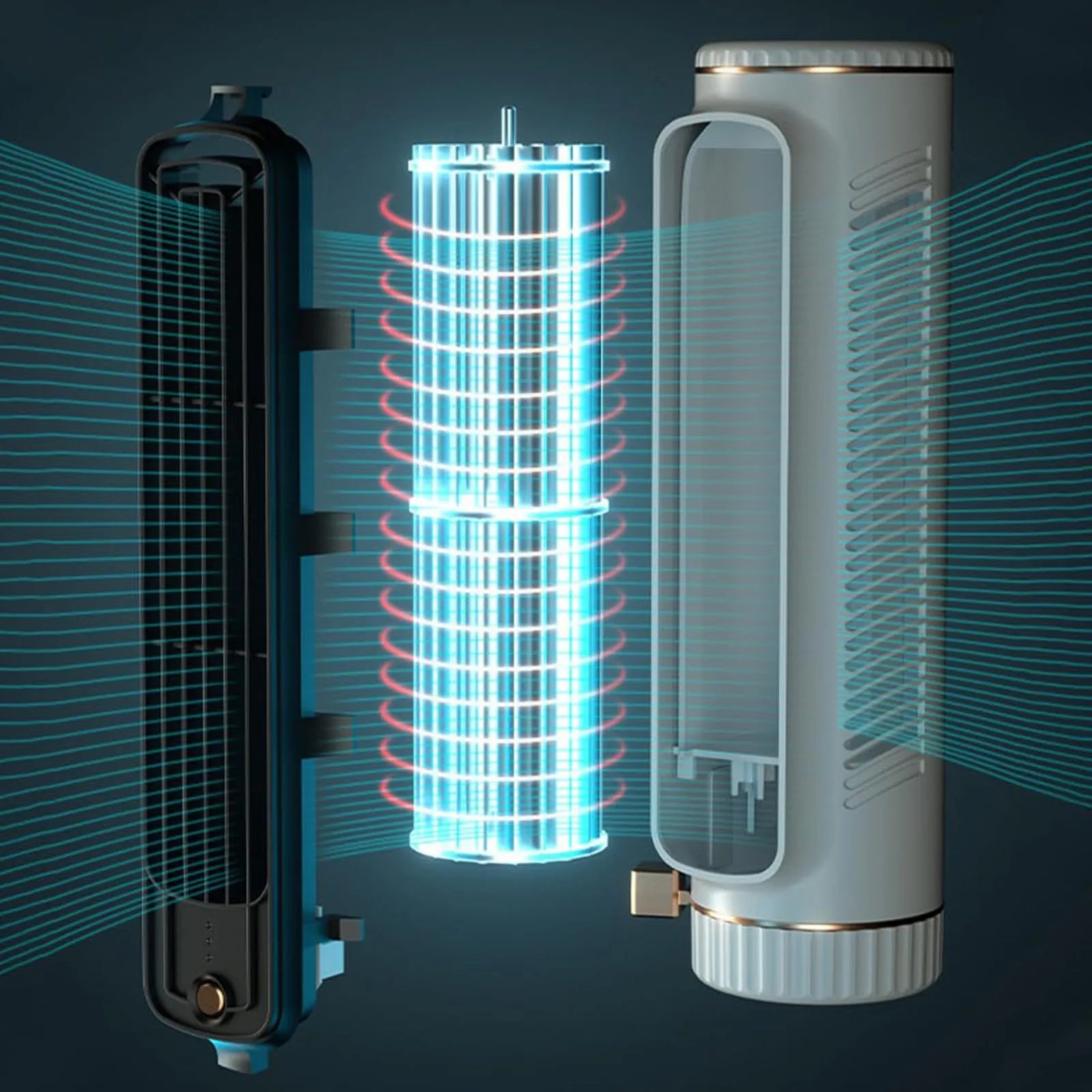 Portable Tower Fan, Bladeless Design, 360° Air Circulation, Battery Operated 5