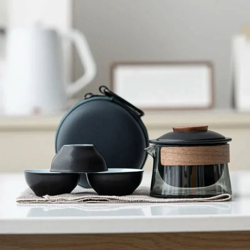 Portable Travel Tea Set - Elegant Teapot and Tea Cup Set for On-the-Go 0