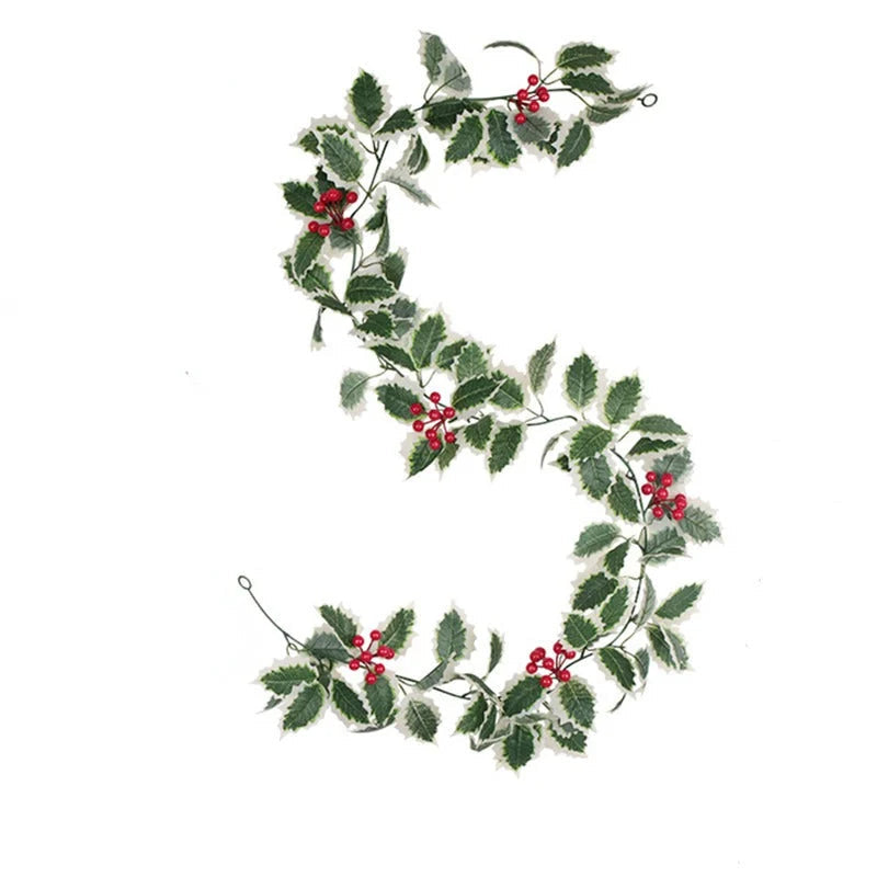 Holly Berry LED Christmas Garland Green White Decorative 2