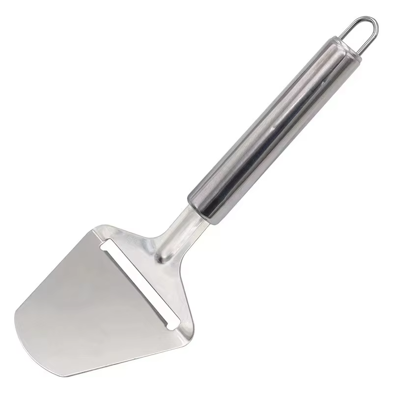 Metal spatula with a handle on a white background