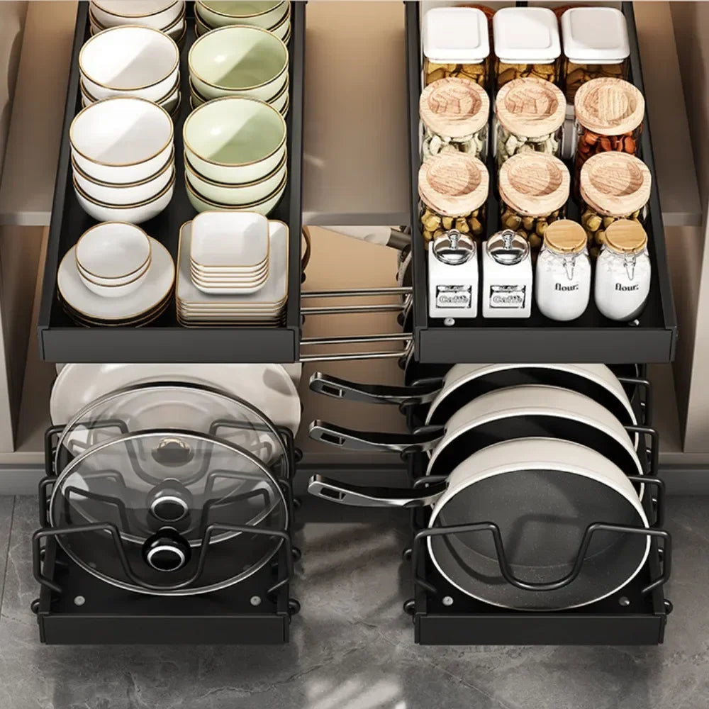 Pull-Out Cabinet Organizer - Space-Saving Design for Efficient Kitchen Storage 2