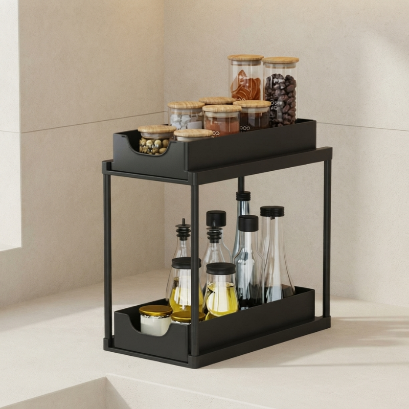 Pull Out Sliding Rack Organizer Cabinet Storage 01