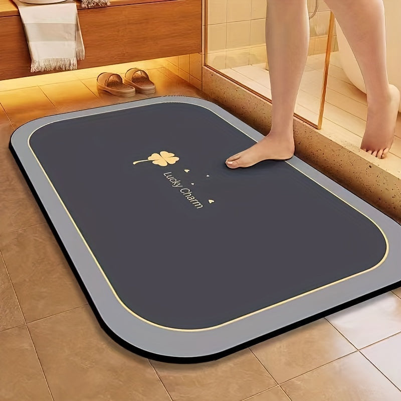 Quick-Drying Stone Bath Mat - Non-Slip, Stylish Geometric Design 1