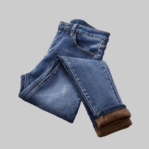 Fleece Lined Stretch Jeans – Warm Winter Denim Trousers