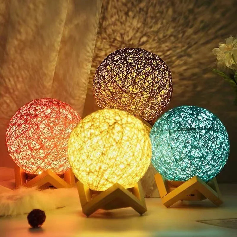 Rattan Ball Lamp - Dimmable LED Light for Cozy, Portable Ambiance 2