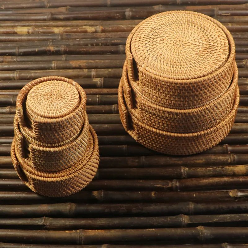 Rattan Drink Coasters - Stylish Heat-Insulating Table Protection 6