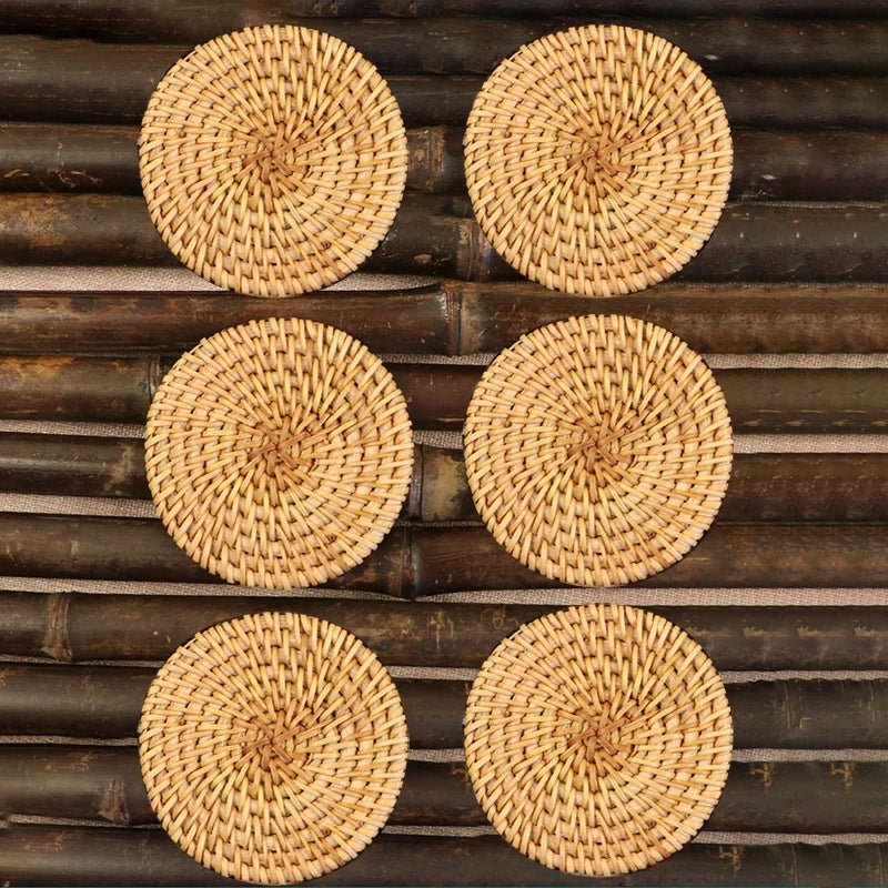 Rattan Drink Coasters - Stylish Heat-Insulating Table Protection 8