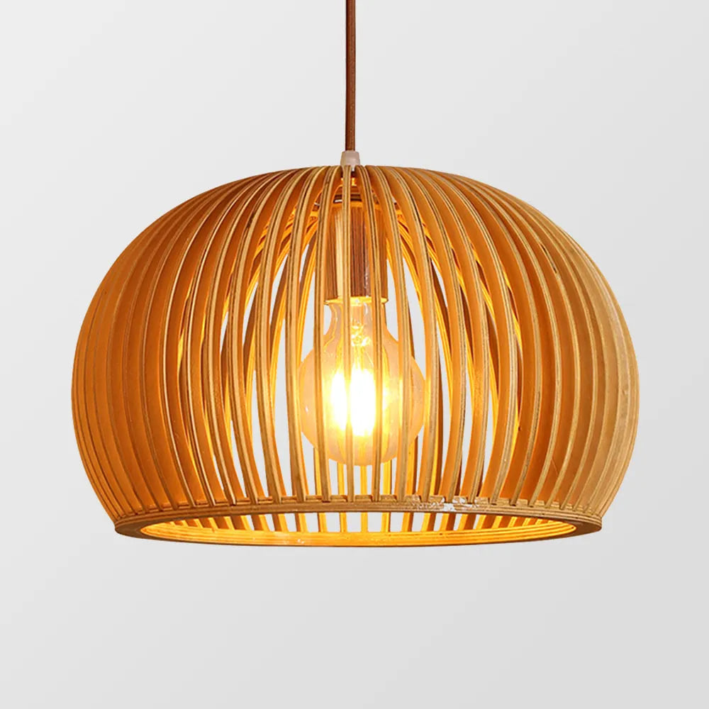 Rattan Pendant Light – Rustic Pumpkin Design for Kitchen and Living Room – Versatile Hanging Light in Multiple Sizes 0