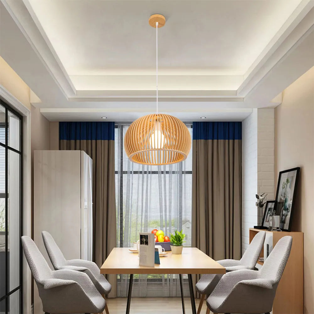 Rattan Pendant Light – Rustic Pumpkin Design for Kitchen and Living Room – Versatile Hanging Light in Multiple Sizes 3