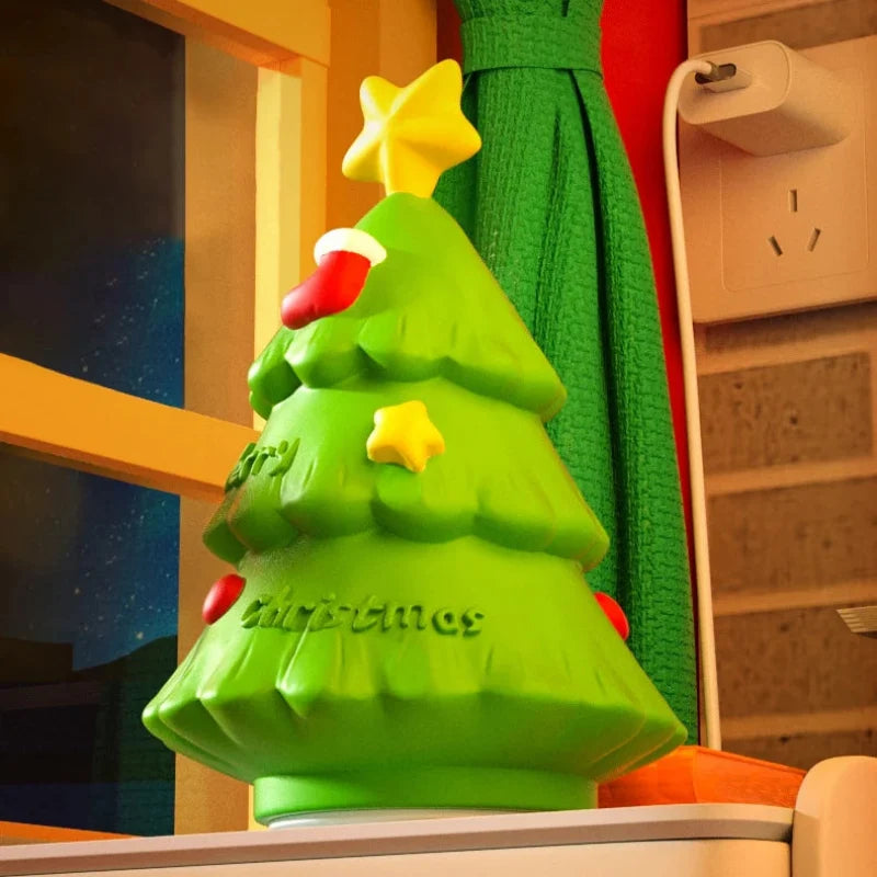 Rechargeable LED Table Lamp – Portable Cordless Christmas Tree Design for Bedside Use, ABS and Silica Material, Multi-Color Lighting 3