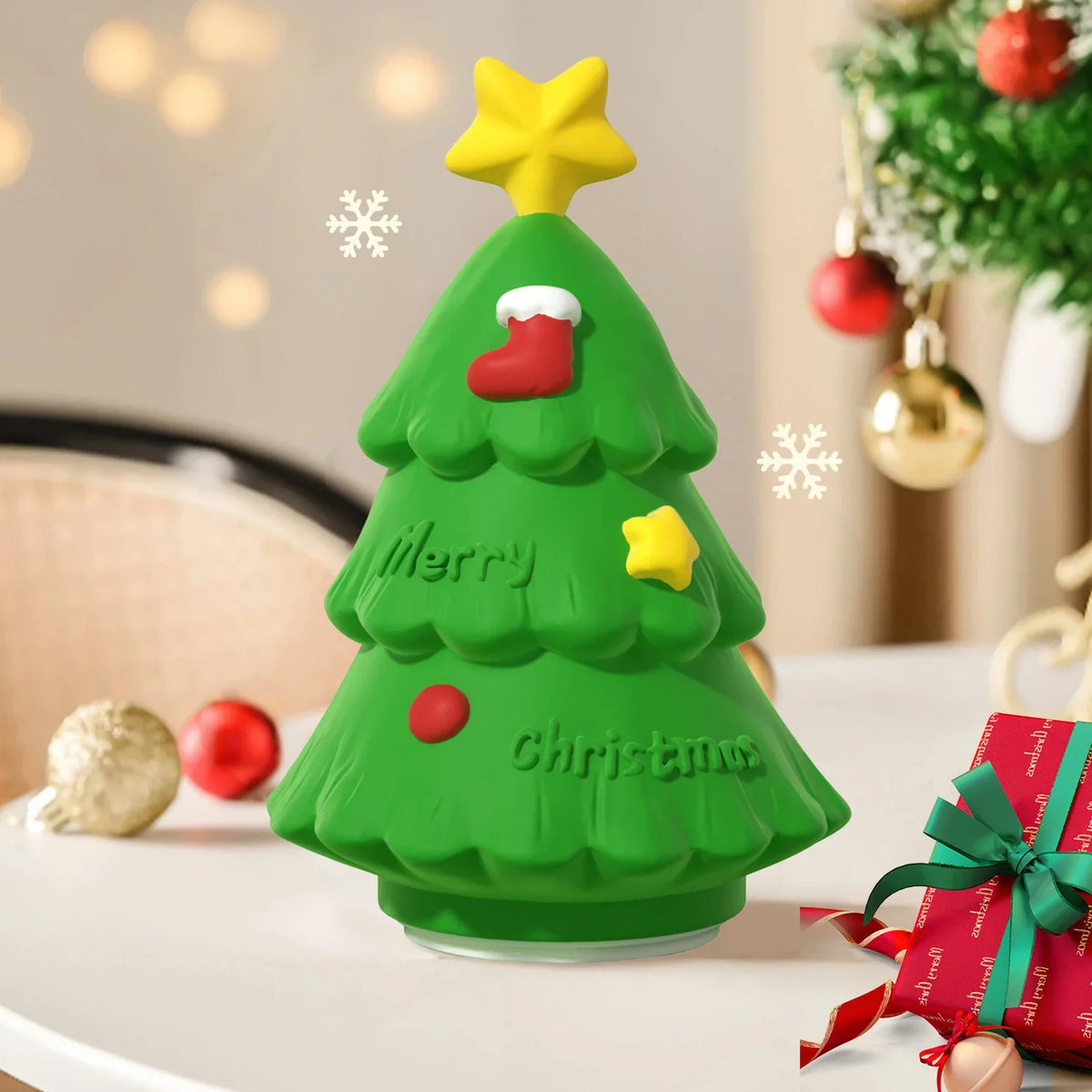 Rechargeable LED Table Lamp – Portable Cordless Christmas Tree Design for Bedside Use, ABS and Silica Material, Multi-Color Lighting 7