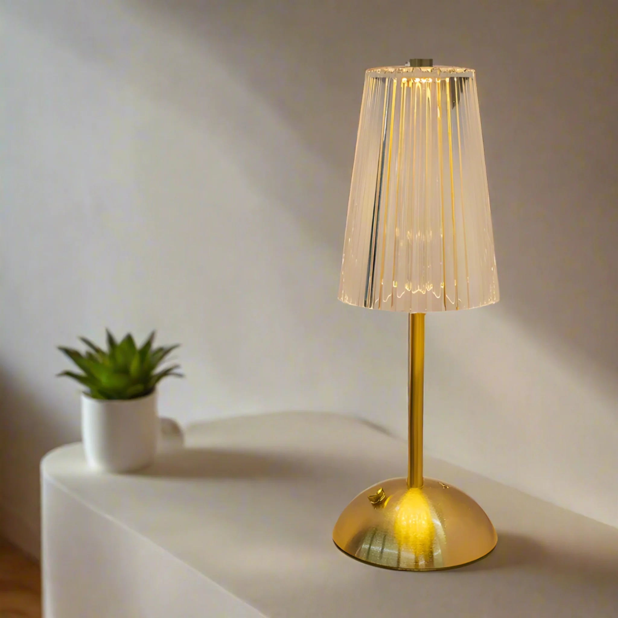 Rechargeable Table Lamp - Cordless Touch Dimming with Crystal Shade 3