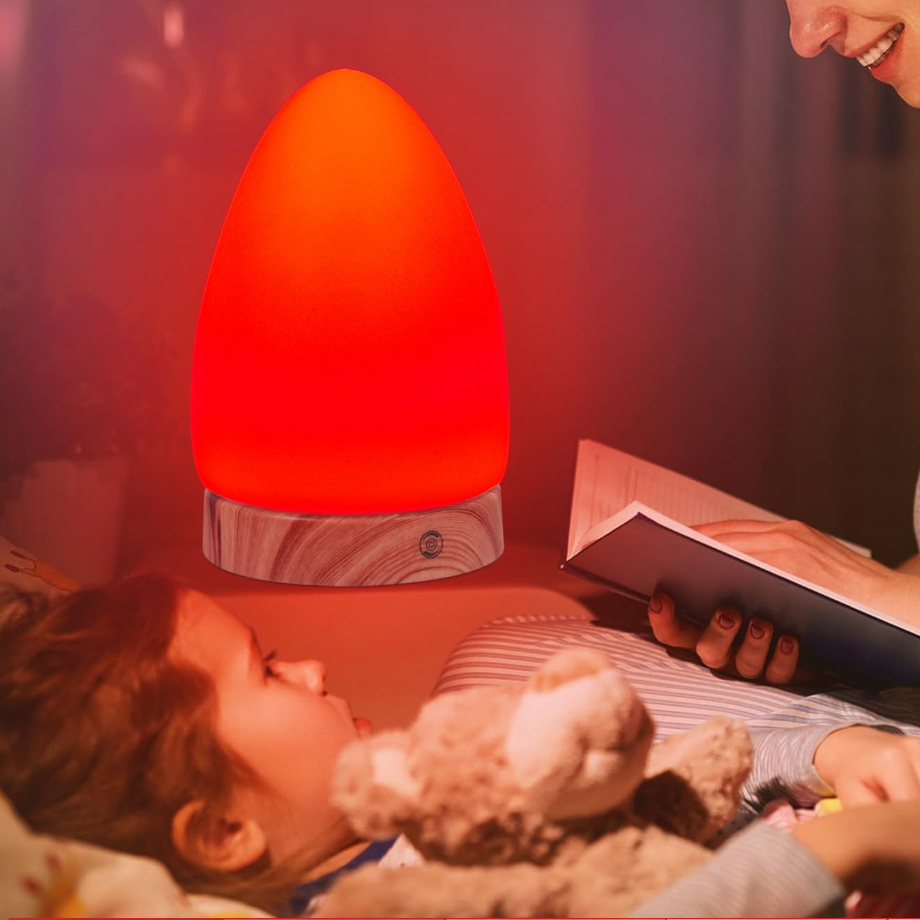 Red Light Night Lamp with USB Charging and Remote Control – Egg Design for Sleep Enhancement and Adjustable Brightness 4