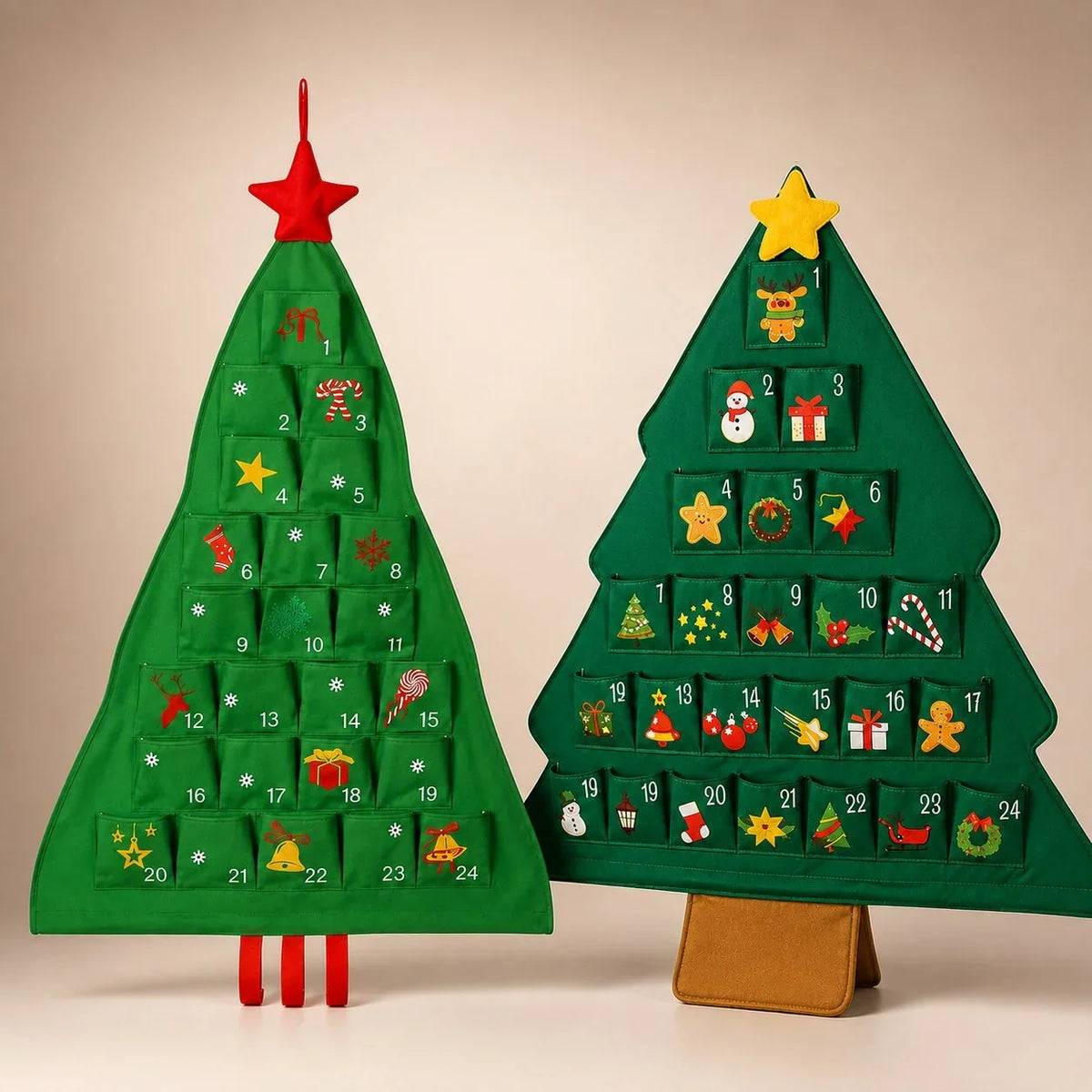 Refillable Christmas Tree Advent Calendar with 24 Pockets for Custom Holiday Countdown – Durable Fabric Decoration 1