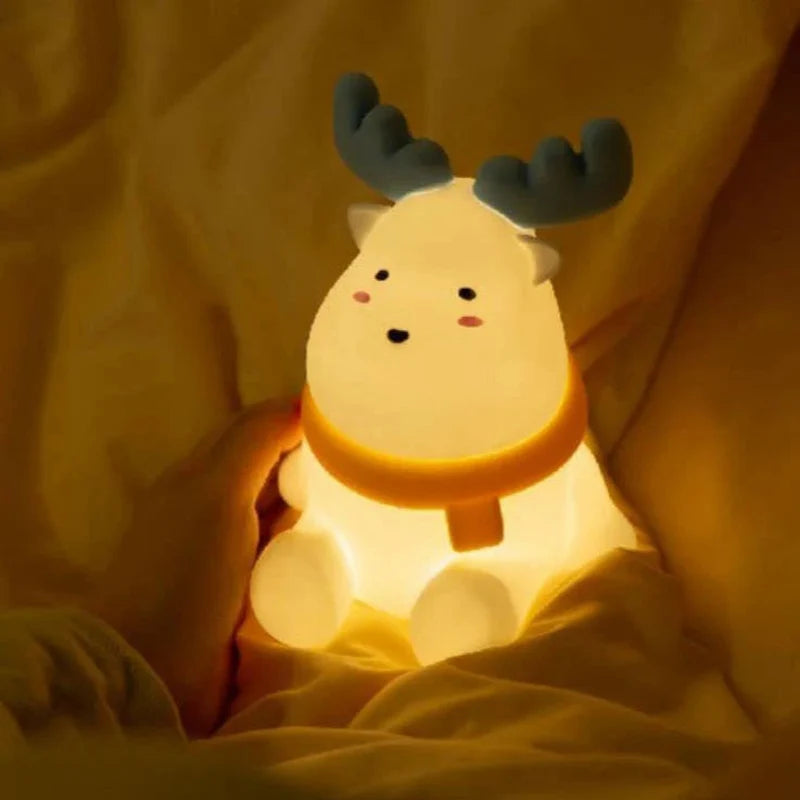 Reindeer Silicone Table Lamp - USB Rechargeable, Soft LED Night Light 0