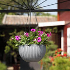 Resin Rattan Round Hanging Planter - Durable Indoor/Outdoor Plant Holder 4