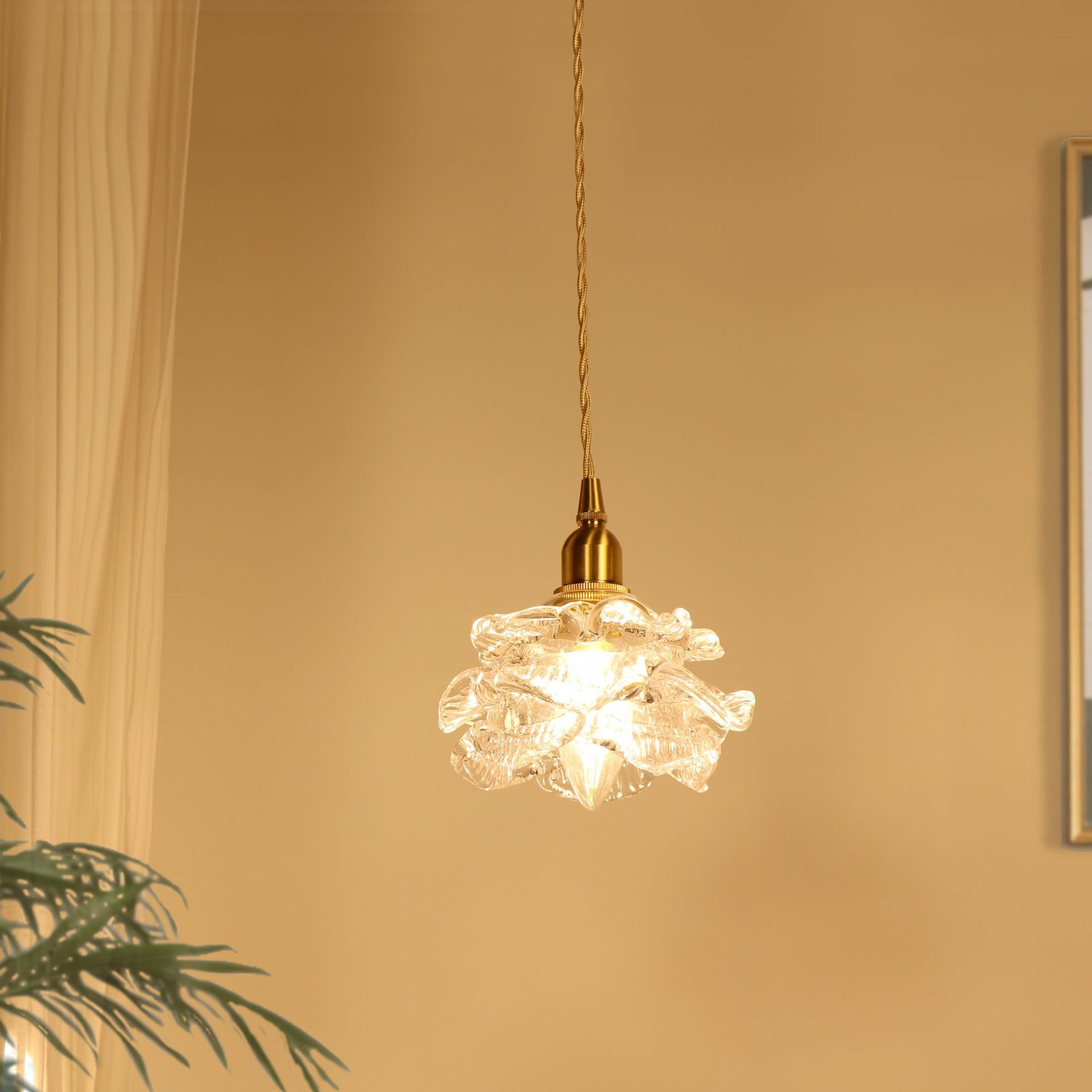 Retro Rose Pendant Light - Elegant Glass Hanging Design 0
