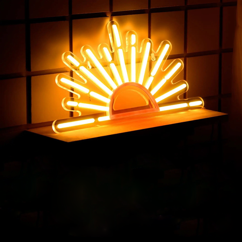 Rising Sun LED Neon Light Sign - USB Powered Decorative Neon Sign in Yellow and Orange for Home Decor and Parties 1