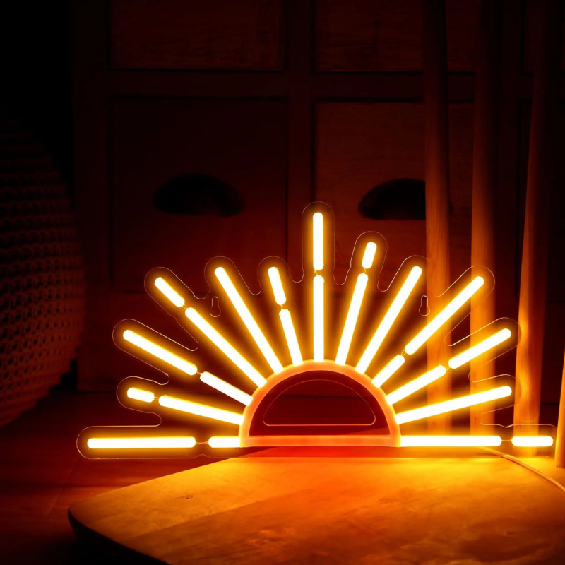Rising Sun LED Neon Light Sign - USB Powered Decorative Neon Sign in Yellow and Orange for Home Decor and Parties 2