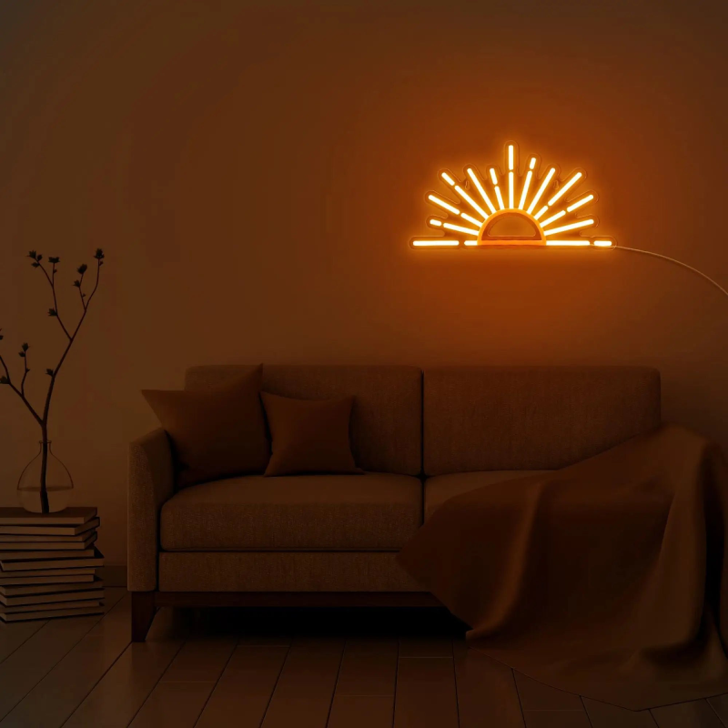 Rising Sun LED Neon Light Sign - USB Powered Decorative Neon Sign in Yellow and Orange for Home Decor and Parties 3