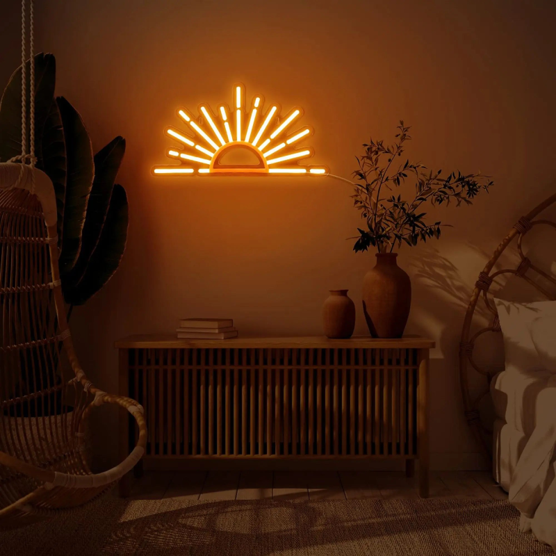 Rising Sun LED Neon Light Sign - USB Powered Decorative Neon Sign in Yellow and Orange for Home Decor and Parties 4