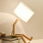 Robot Table Lamp - Adjustable Wooden Design for Unique Ambiance 0