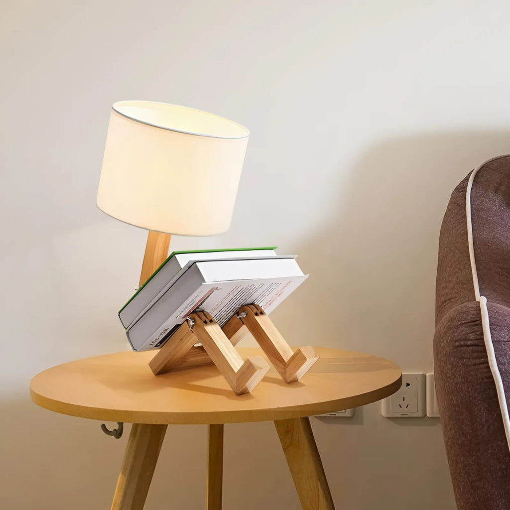 Robot Table Lamp - Adjustable Wooden Design for Unique Ambiance 2