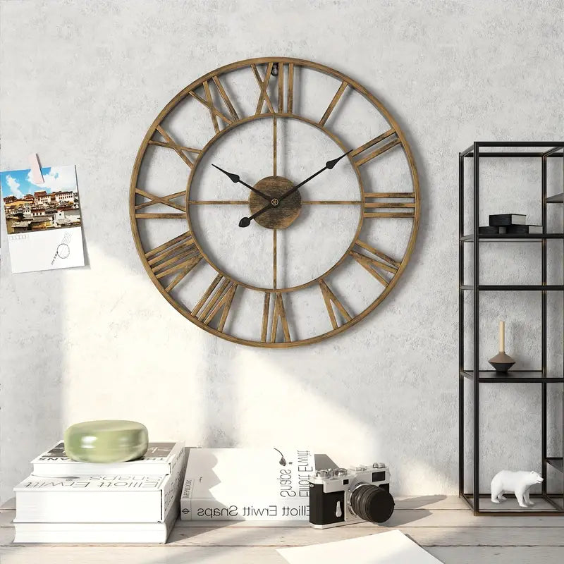 Roman Numeral Wall Clock, Metal Construction, Battery Powered 2