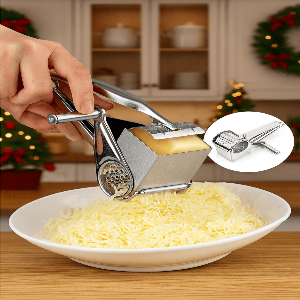 Rotary Cheese Grater - Effortless Grating with Interchangeable Drums 2