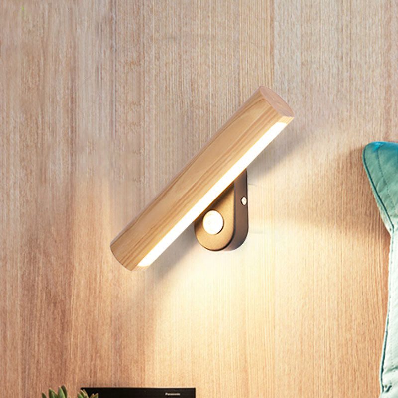 Rotatable LED Wall Lamp - Modern Wood Sconce Light with Dual Color Options 0
