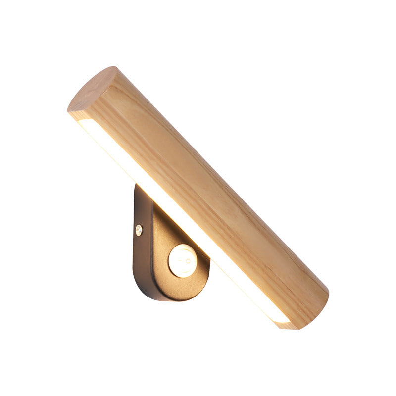 Rotatable LED Wall Lamp - Modern Wood Sconce Light with Dual Color Options 2