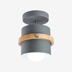 Rotating Flush Mount Ceiling Light - Modern Wood & Metal Design 0