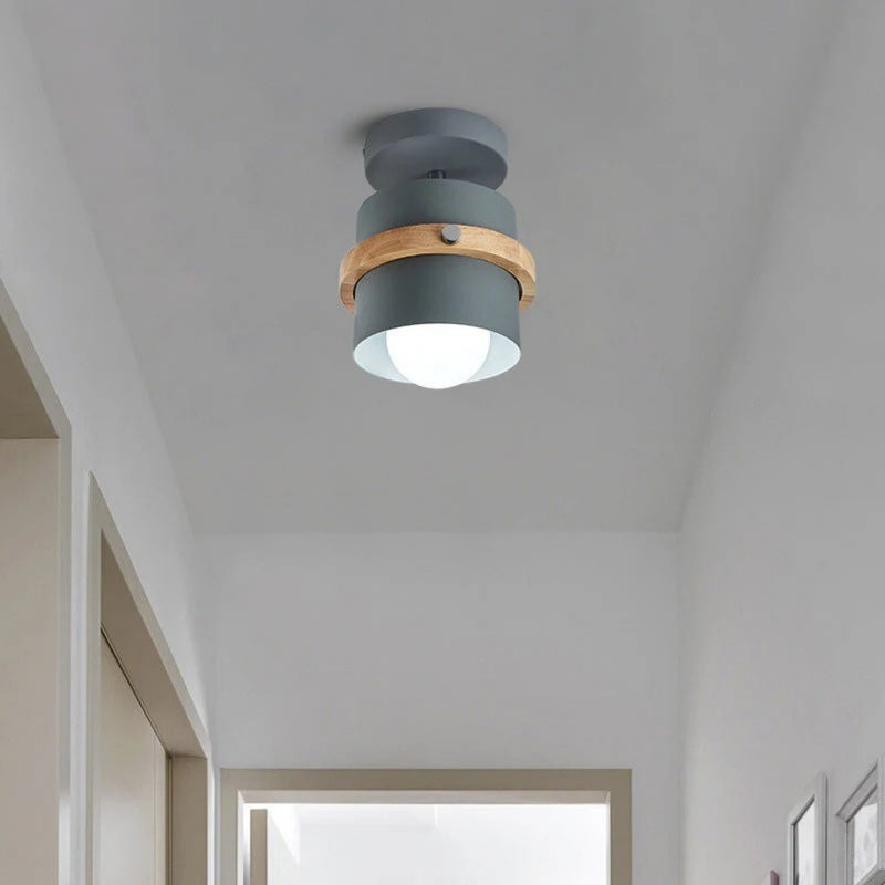 Rotating Flush Mount Ceiling Light - Modern Wood & Metal Design 1