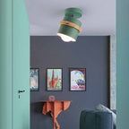 Rotating Flush Mount Ceiling Light - Modern Wood & Metal Design 4